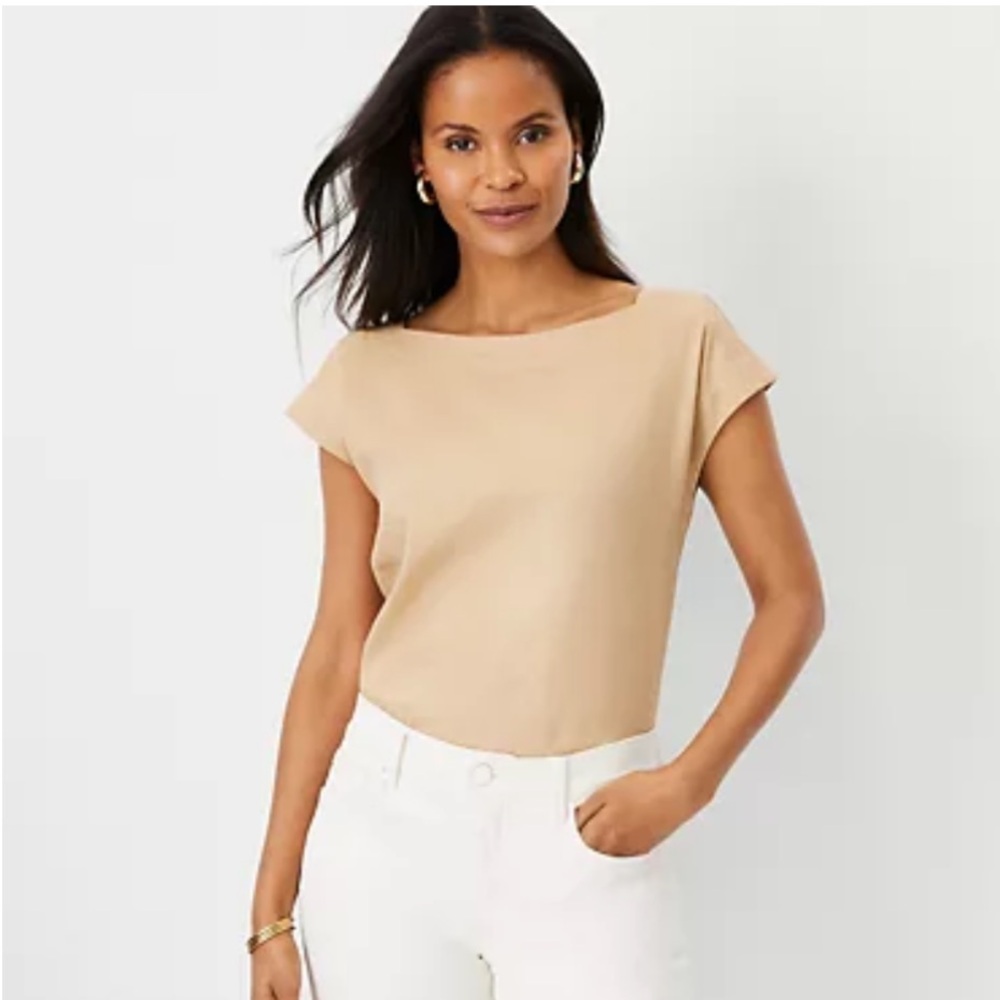 Ann Taylor Linen Blend Boatneck Tee